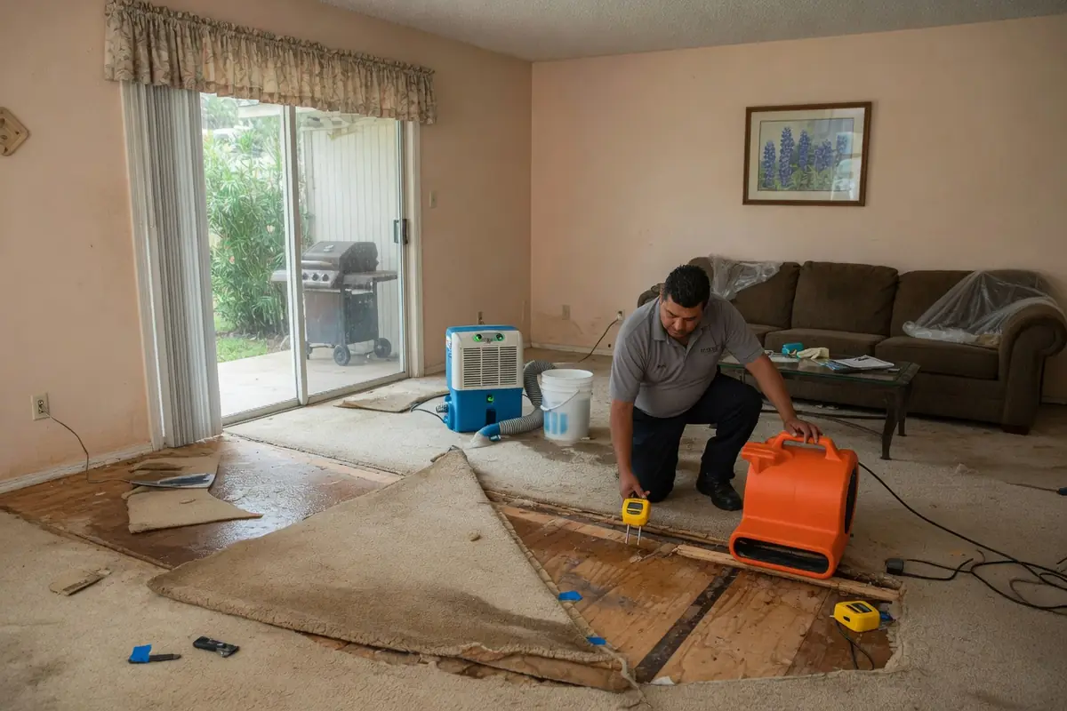 Residential Water Damage Restoration Pasadena TX, LLC crew at work